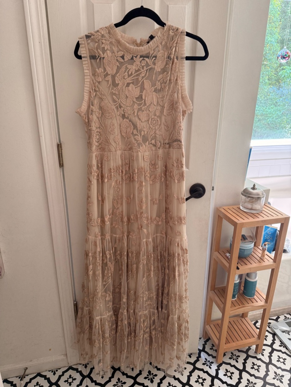 Sundance Cream Floral Lace Tiered Maxi Dress